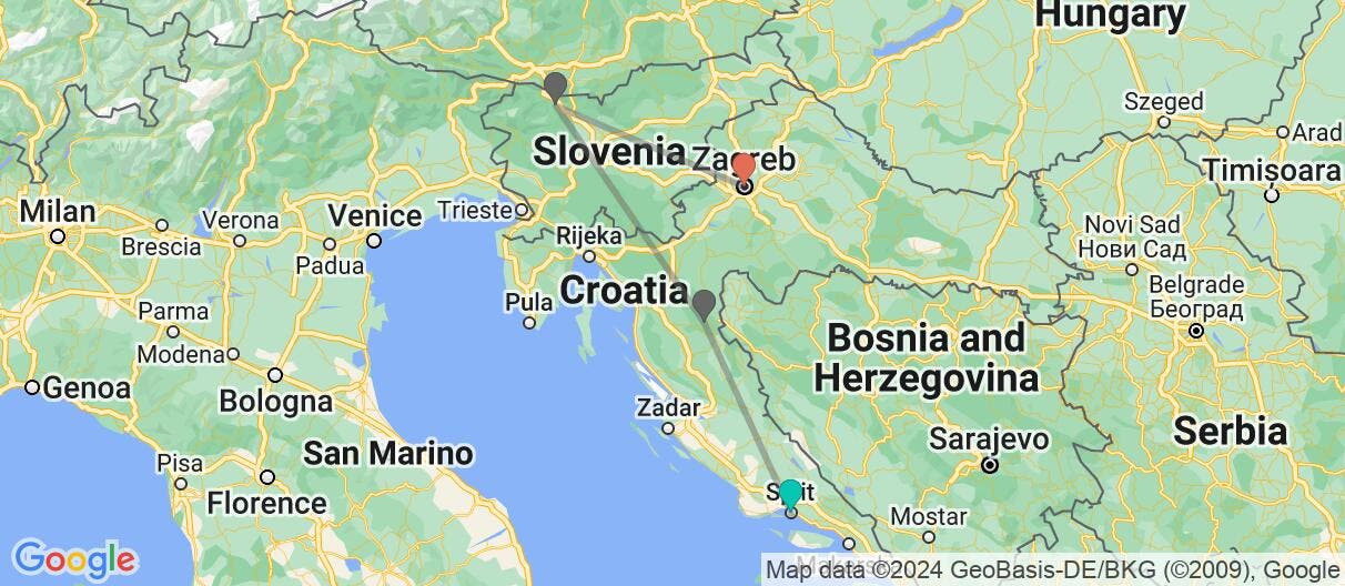 Map of Croatia & Slovenia: Adriatic to Lake Bled
