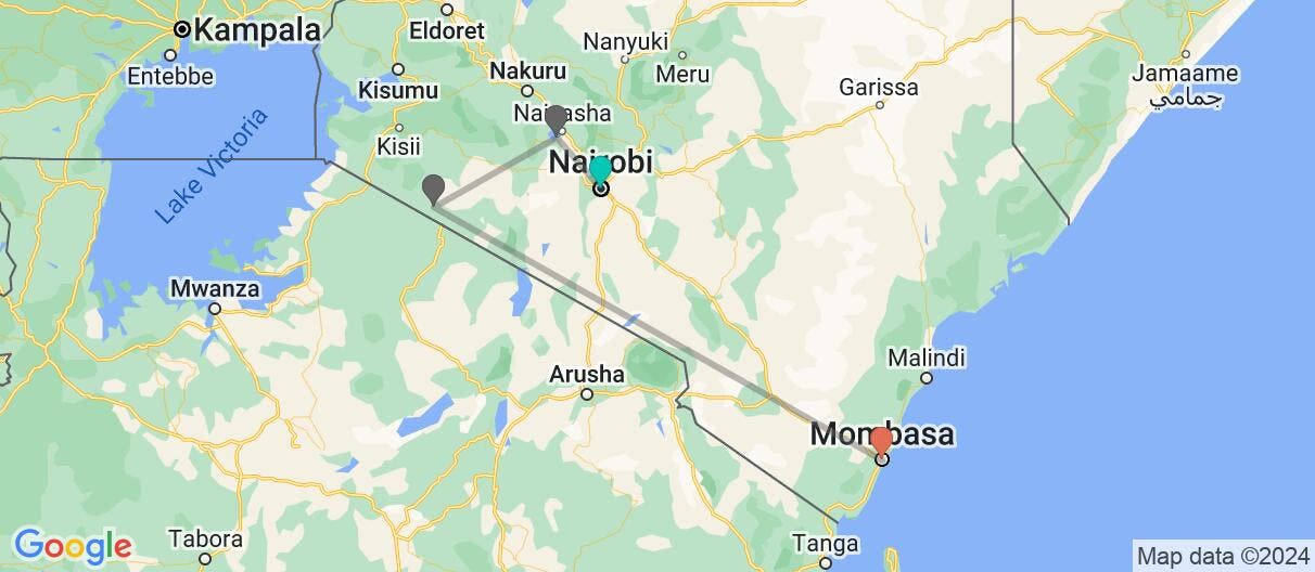 Map of Family: Maasai Mara & Mombasa beach relax