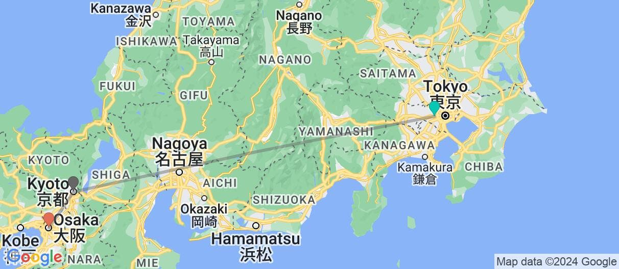 Map of Family: self-guided Tokyo, Kyoto & Osaka